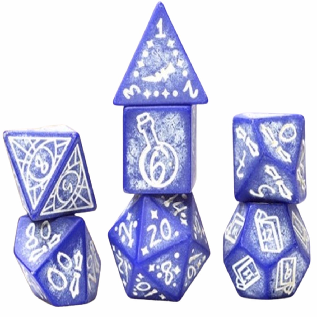 Sirius Dice: Sharp-Edged Illusory Stone Purple Agate 7-Die Set