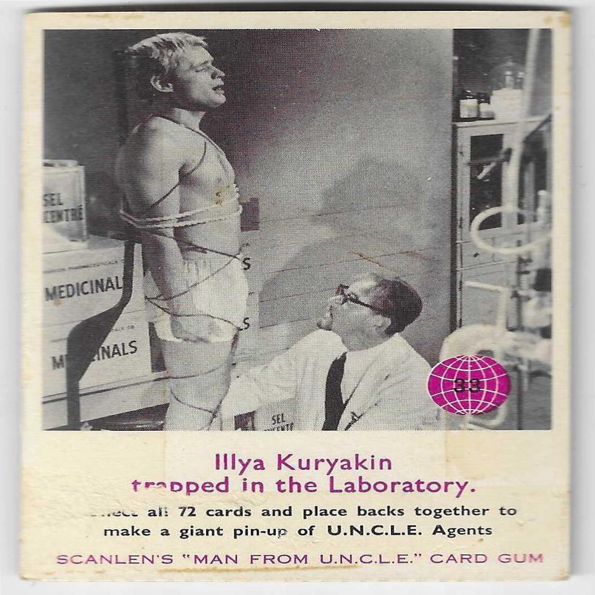 1967 Scanlens Man From U.N.C.L.E. (33) Ill Kuryakin Trapped in The Laboratory
