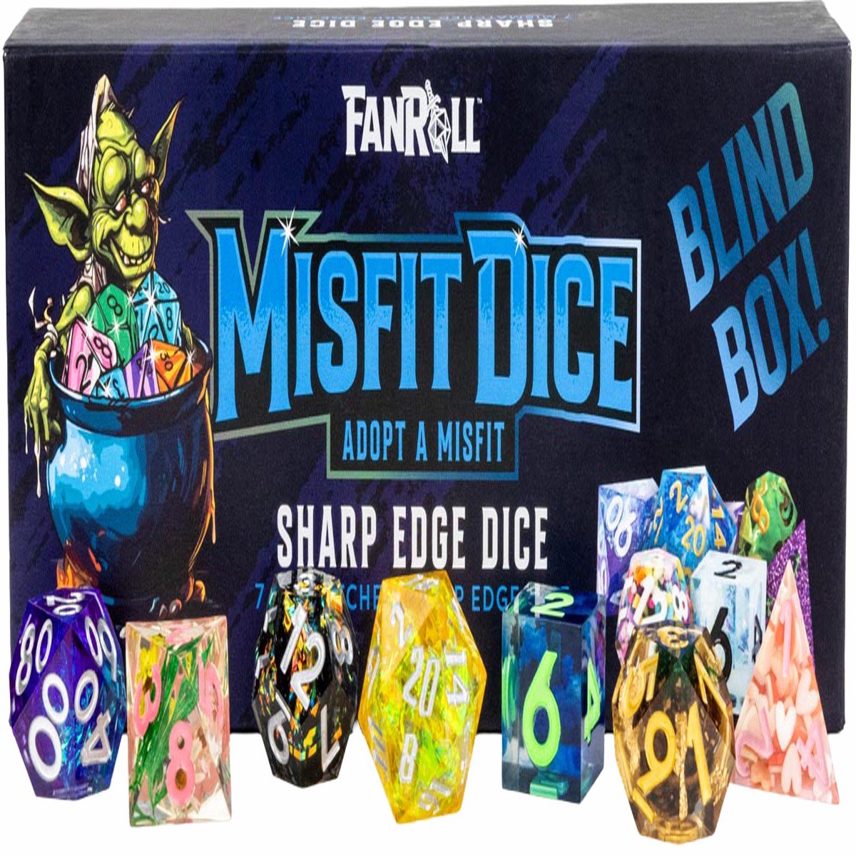 FanRoll Mystery Misfits  Sharp Edge Resin Polyhedral Dice Set