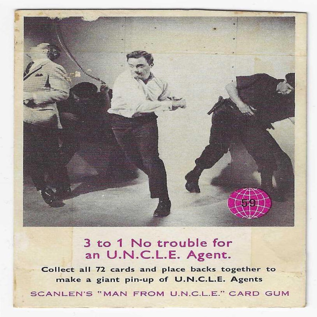 1967 Scanlens Man From U.N.C.L.E. (59) 3 To 1 Trouble For An U.N.C.L.E. Agent