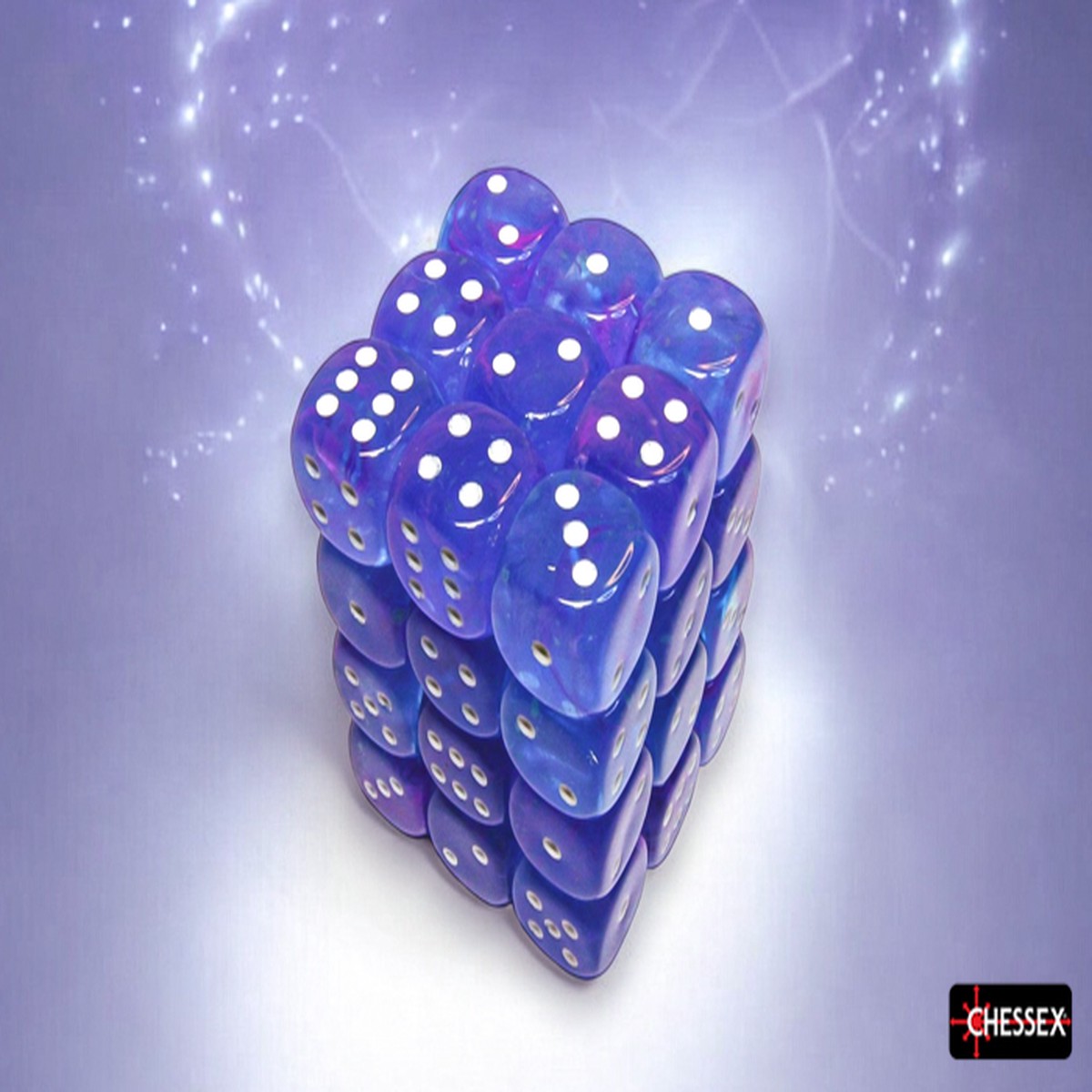 Nebula 36D6 Aura / White Luminary 12MM Dice