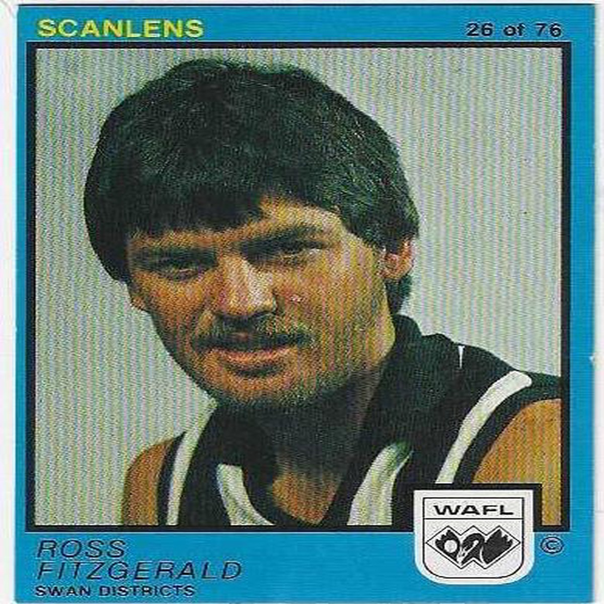 1982 WAFL Scanlens (26) Ross Fitzgerald Swan Districts