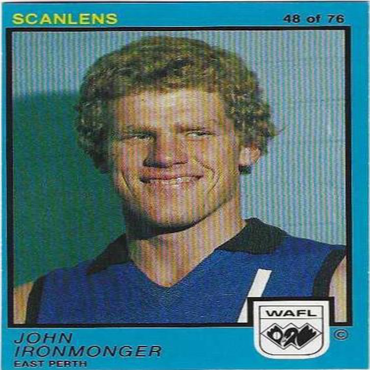 1982 WAFL Scanlens (48) John Ironmonger East Perth