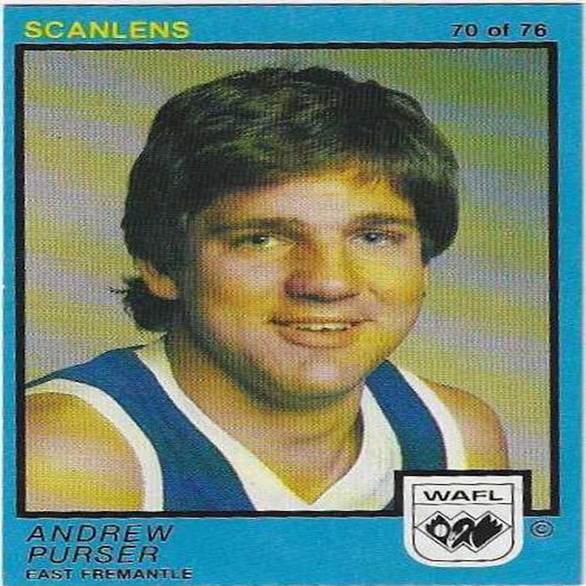 1982 WAFL Scanlens (70) Andrew Purser East Fremantle