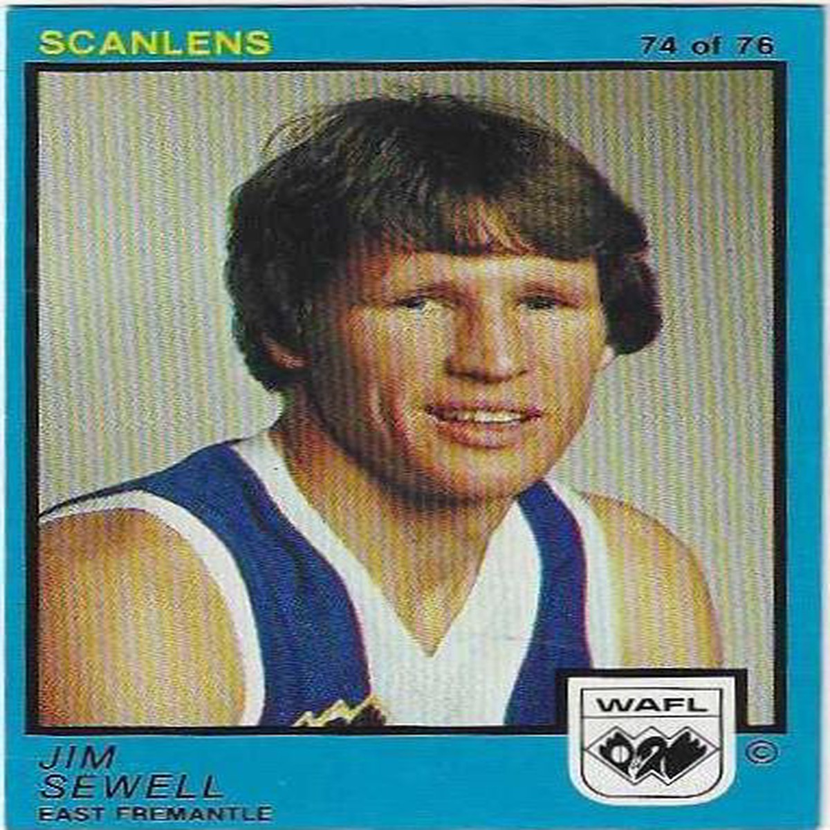 1982 WAFL Scanlens (74) Jim Sewell East Fremantle