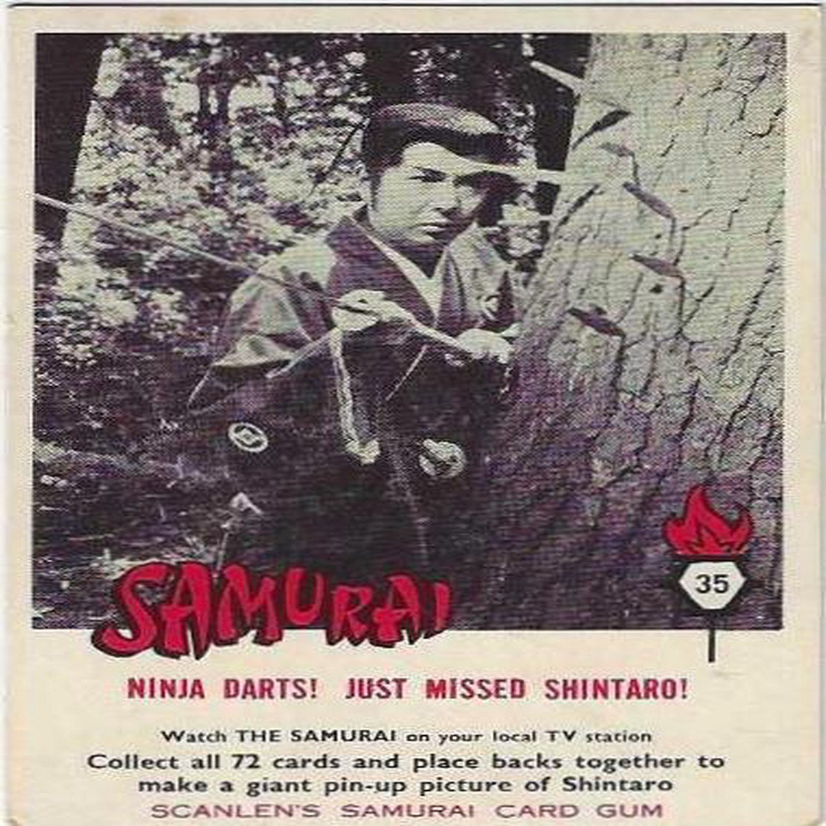 1964 Scanlens Samurai (35) Ninja darts! Just missed Shintaro