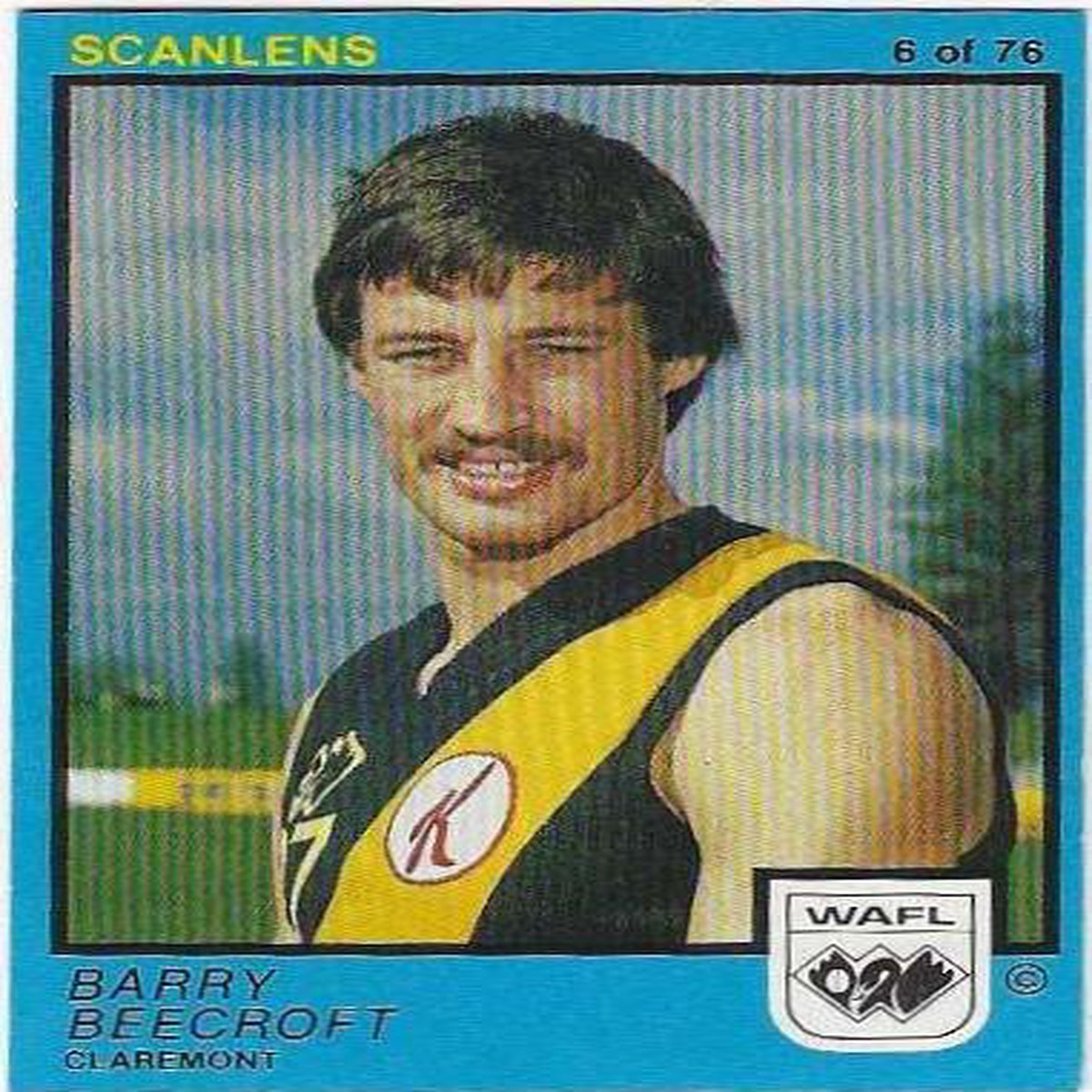 1982 WAFL Scanlens (6) Barry Beecroft Claremont