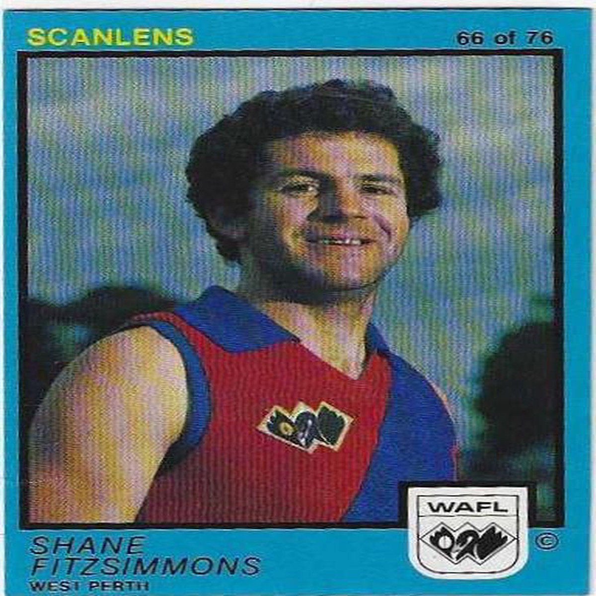 1982 WAFL Scanlens (66) Shane Fitzsimmons West Perth