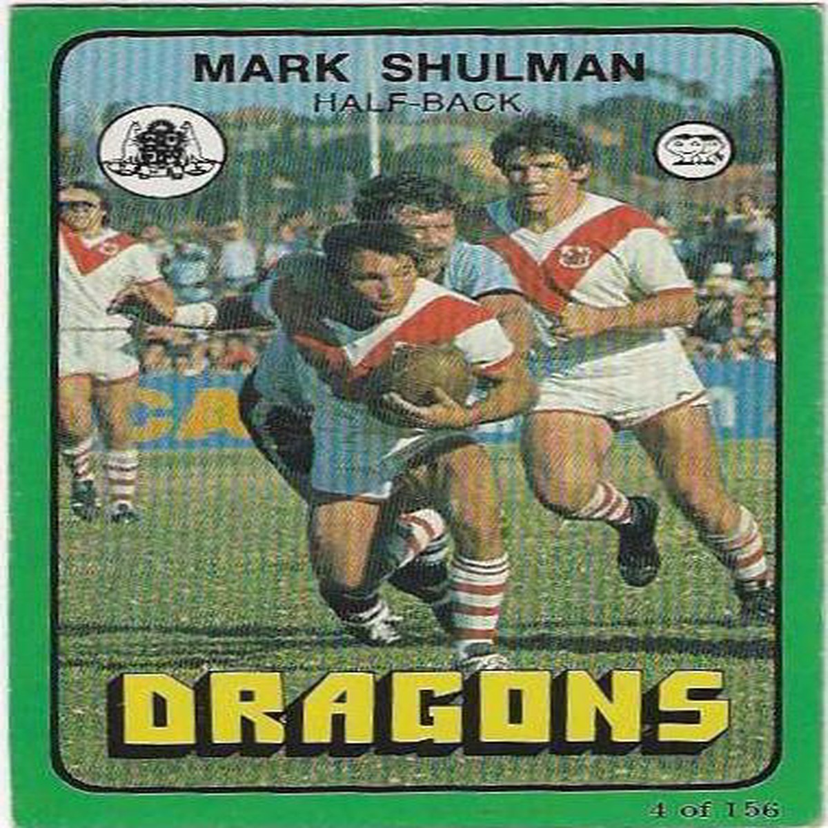 1978 Scanlens Rugby League (4) Mark Shulman Dragons