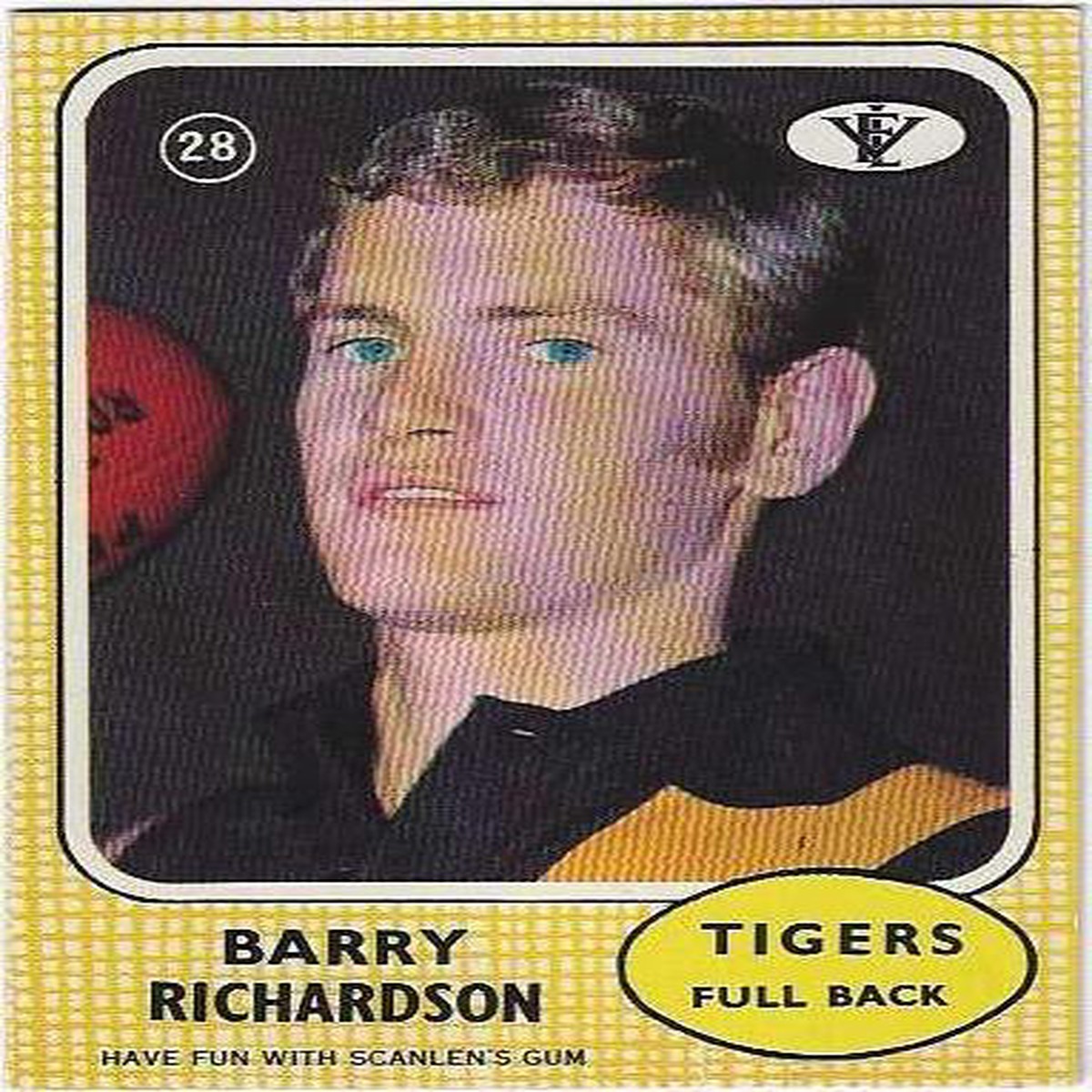 1972 VFL Scanlens (28) Barry Richardson Richmond (Rookie Card)