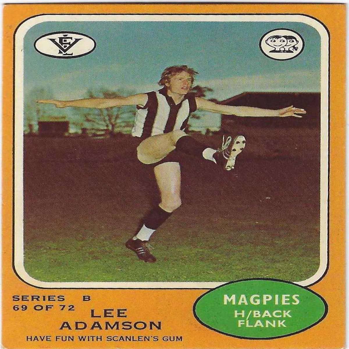 1973 B VFL Scanlens (69) Lee Adamson Collingwood