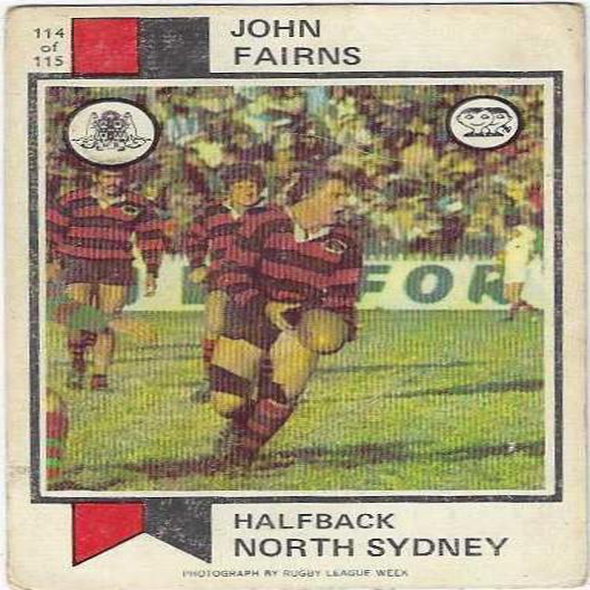 1974 Scanlens Rugby League (114) John Fairns North Sydney