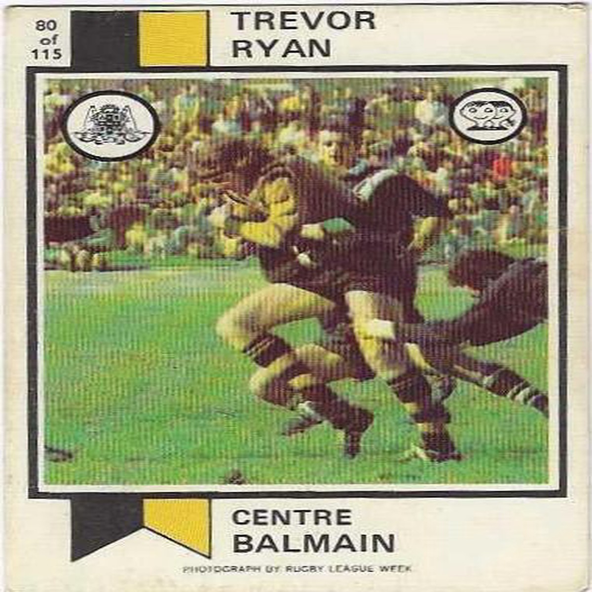 1974 Scanlens Rugby League (80) Trevor Ryan Balmain