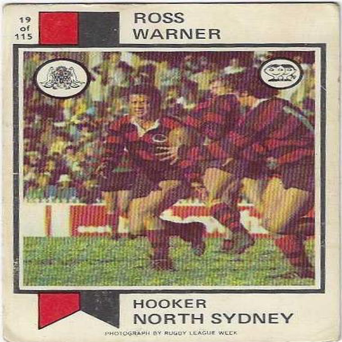 1974 Scanlens Rugby League (19) Ross Warner North Sydney
