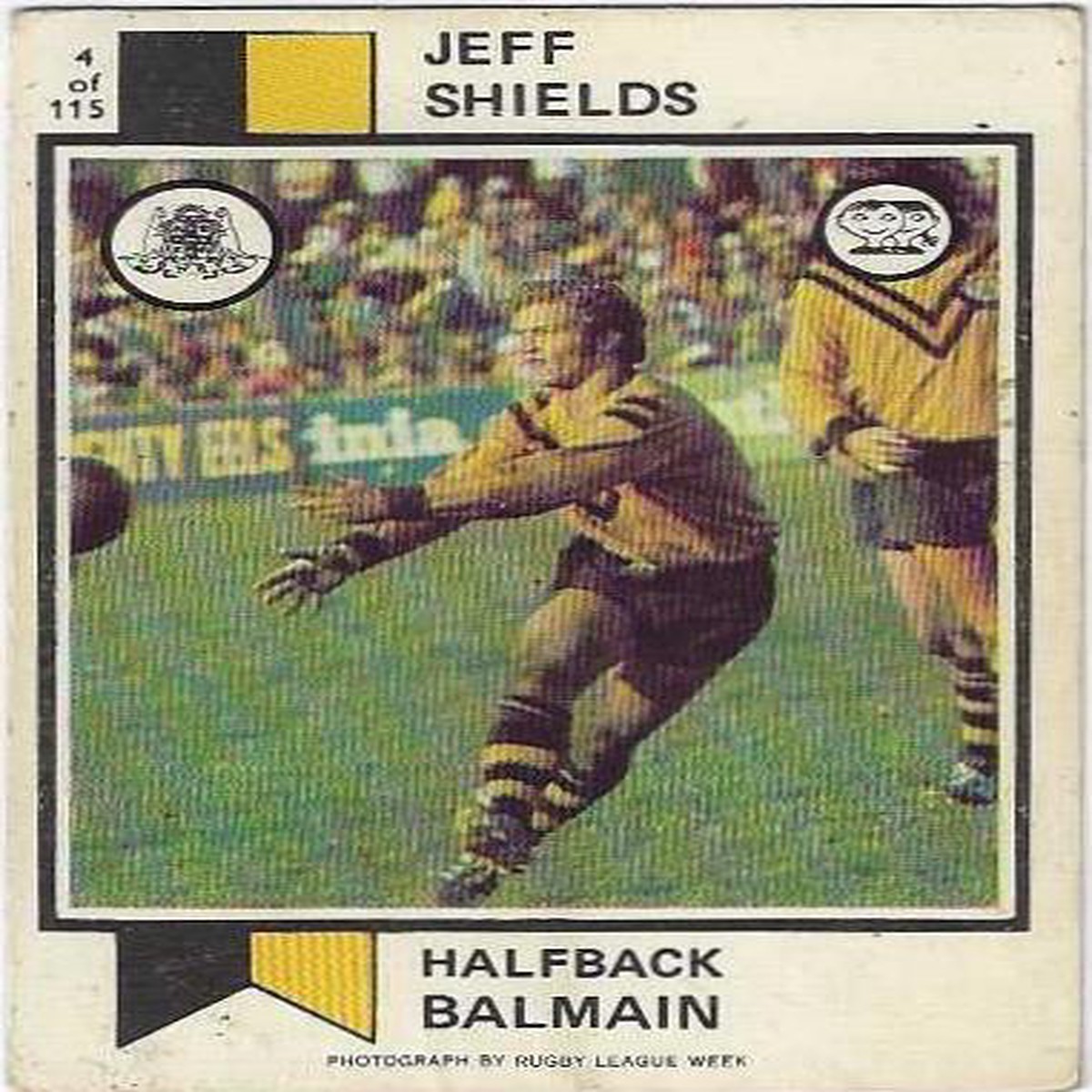 1974 Scanlens Rugby League (4) Jeff Shields Balmain