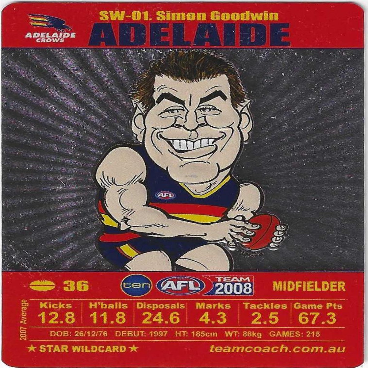 2008 Teamcoach Star Wildcard (SW-01) Simon Goodwin Adelaide