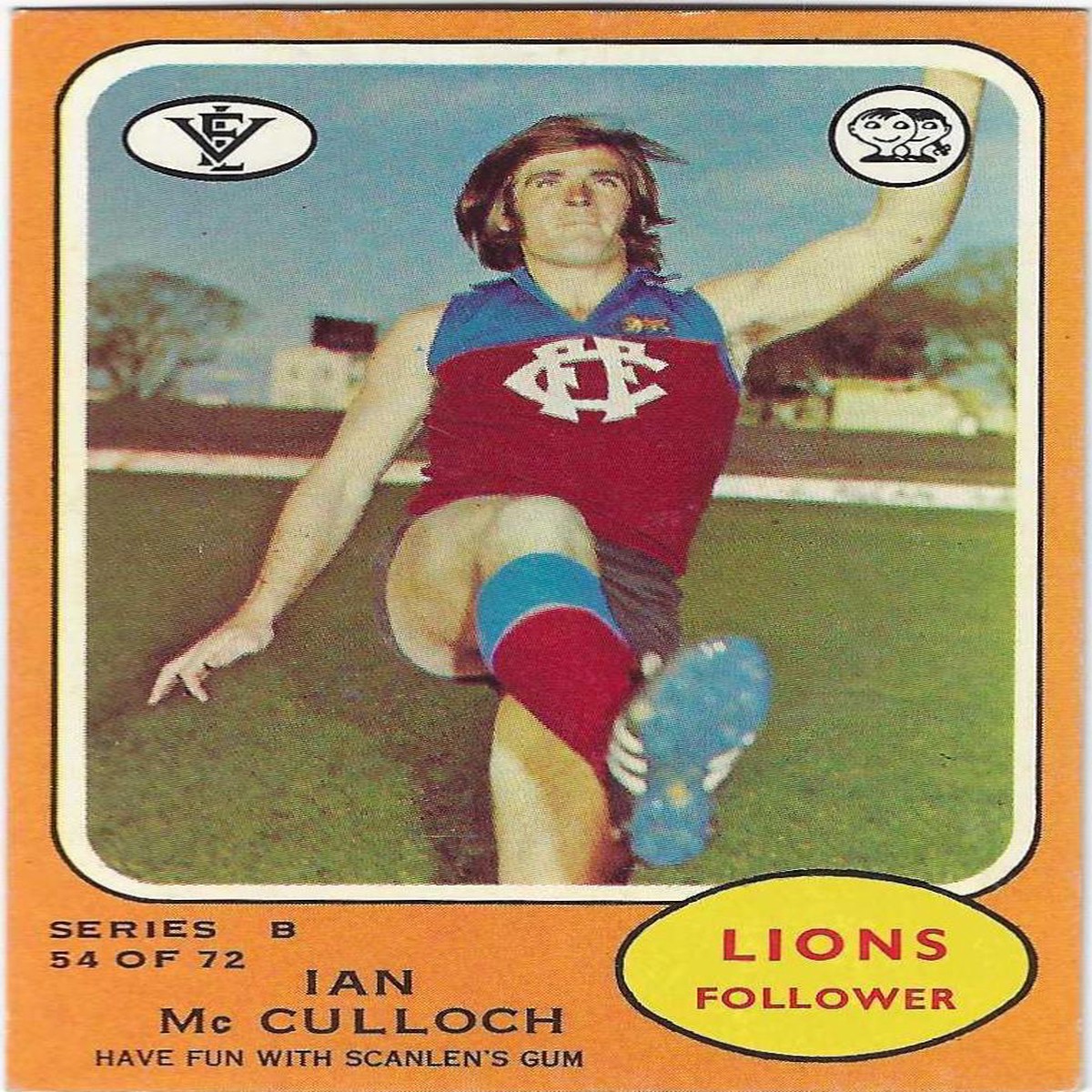 1973 B VFL Scanlens (54) Ian McCulloch Fitzroy