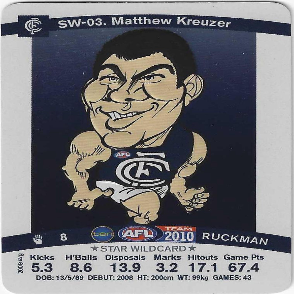 2010 Teamcoach Star Wildcard (SW-03) Matthew Kreuzer Carlton