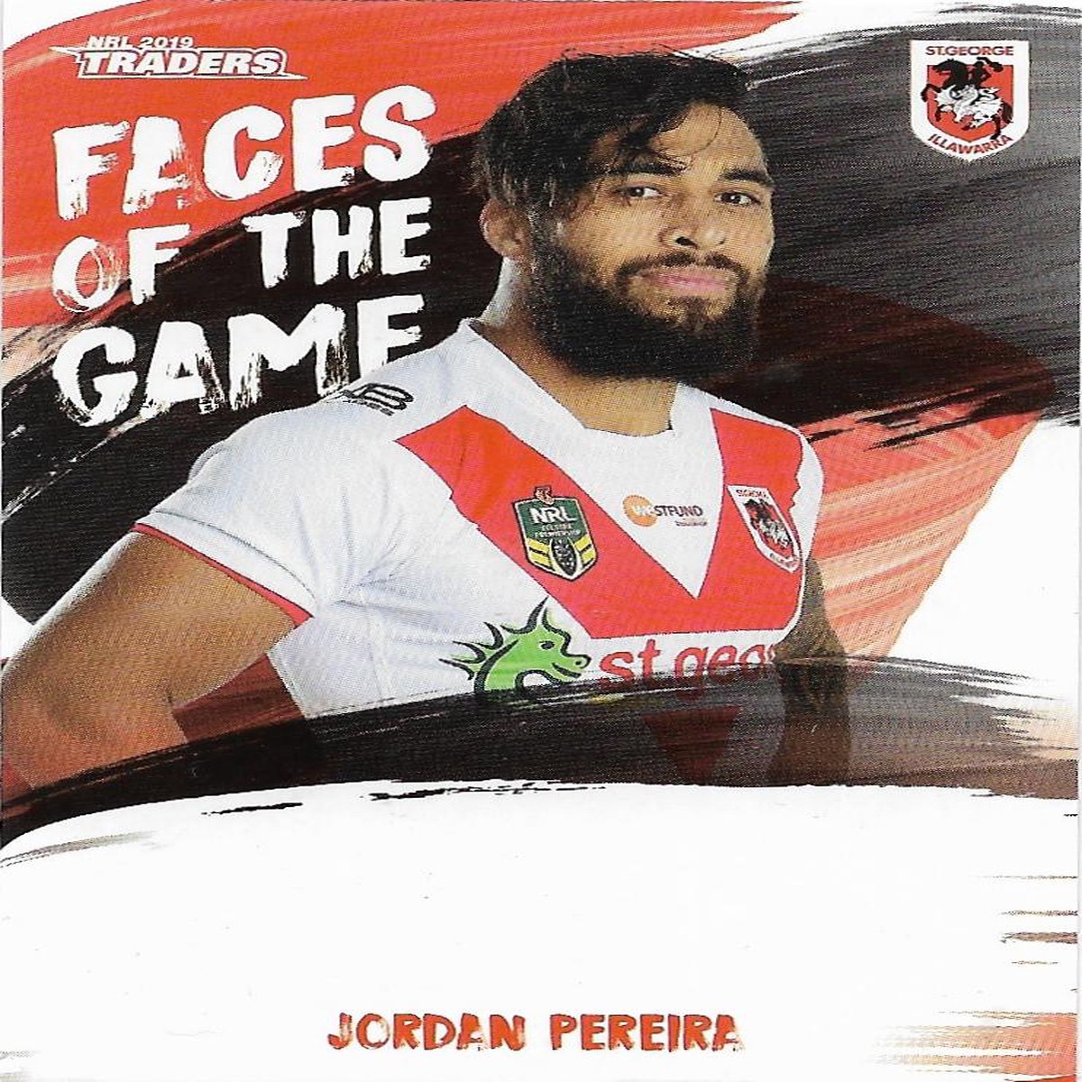 2019 Nrl Traders Faces of the Game (FG51) Jordan Pereira Dragons