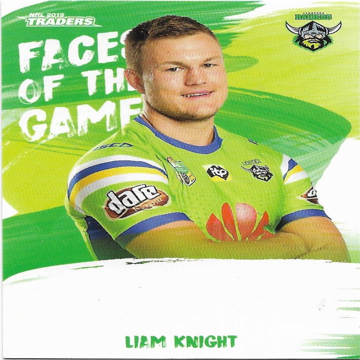 2019 Nrl Traders Faces of the Game (FG07) Liam Knight Raiders
