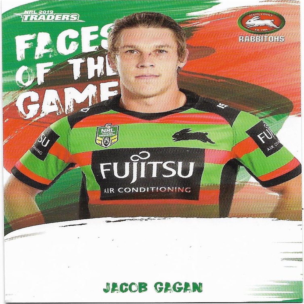 2019 Nrl Traders Faces of the Game (FG46) Jacob Gagan Rabbitohs