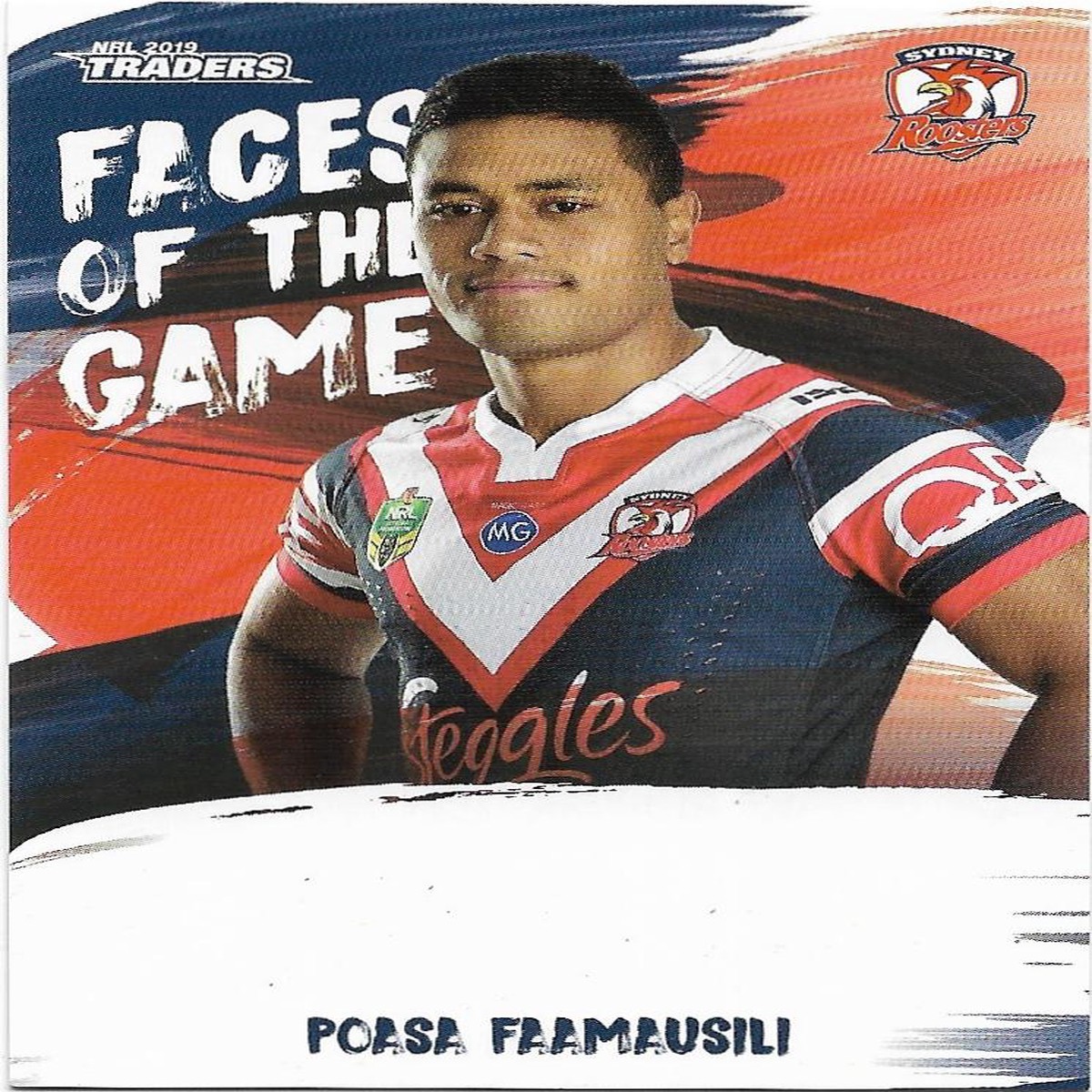 2019 Nrl Traders Faces of the Game (FG54) Poasa Faanausili Roosters