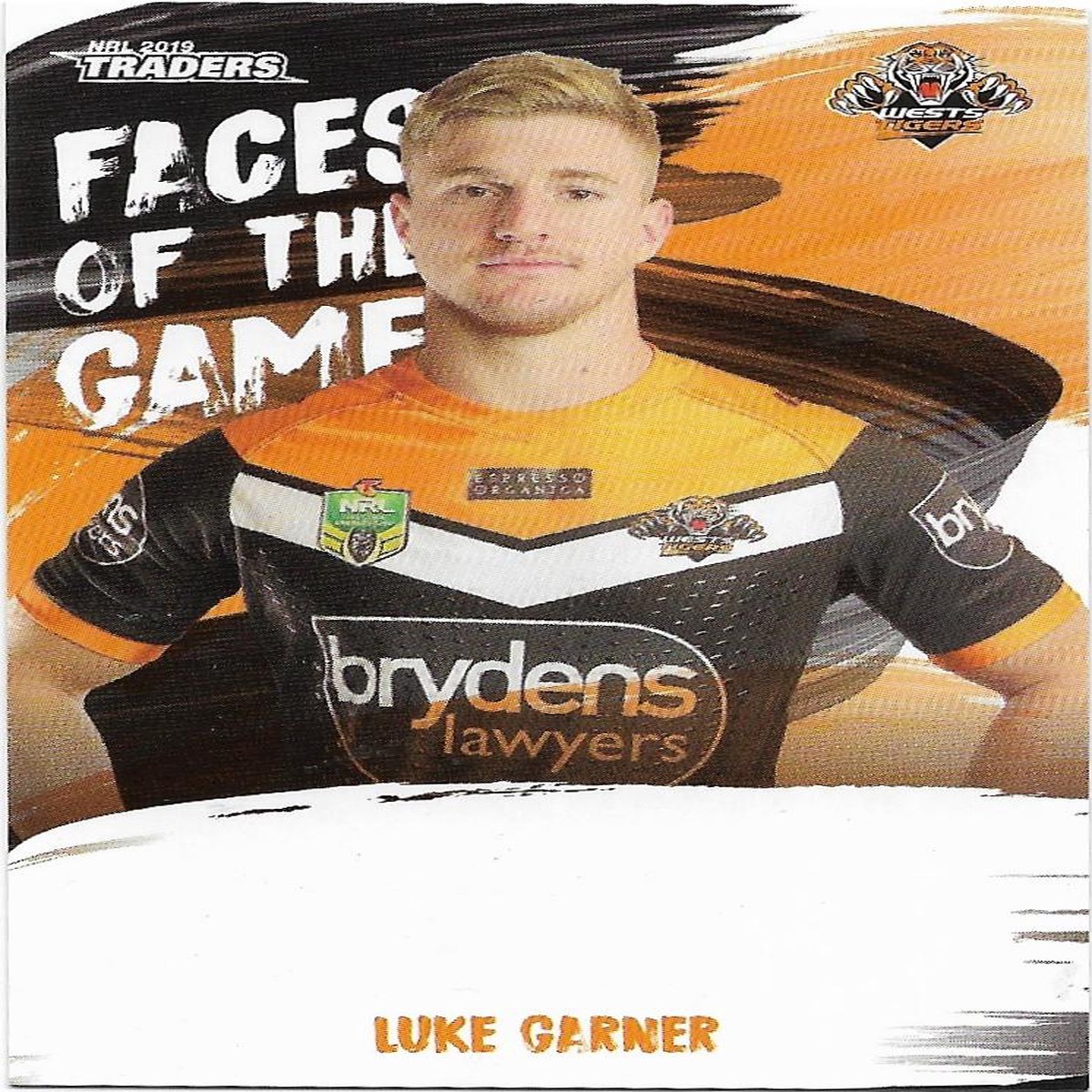 2019 Nrl Traders Faces of the Game (FG63) Luke Garner Wests Tigers