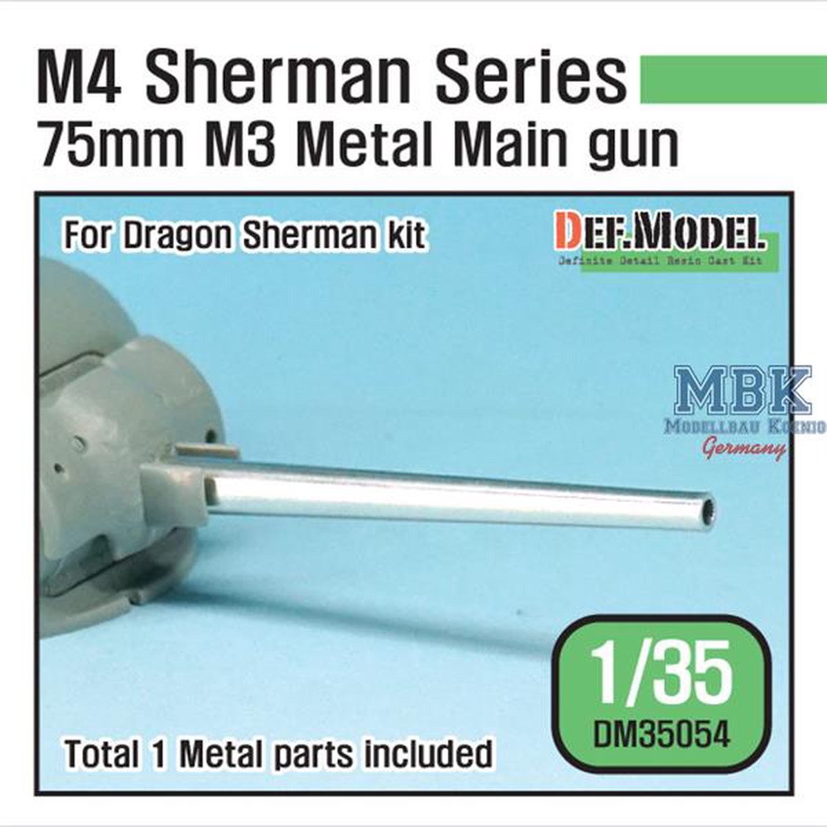 Def Model DM35054 1/35 M4 Sherman 75mm M3 Main gun Metal barrel