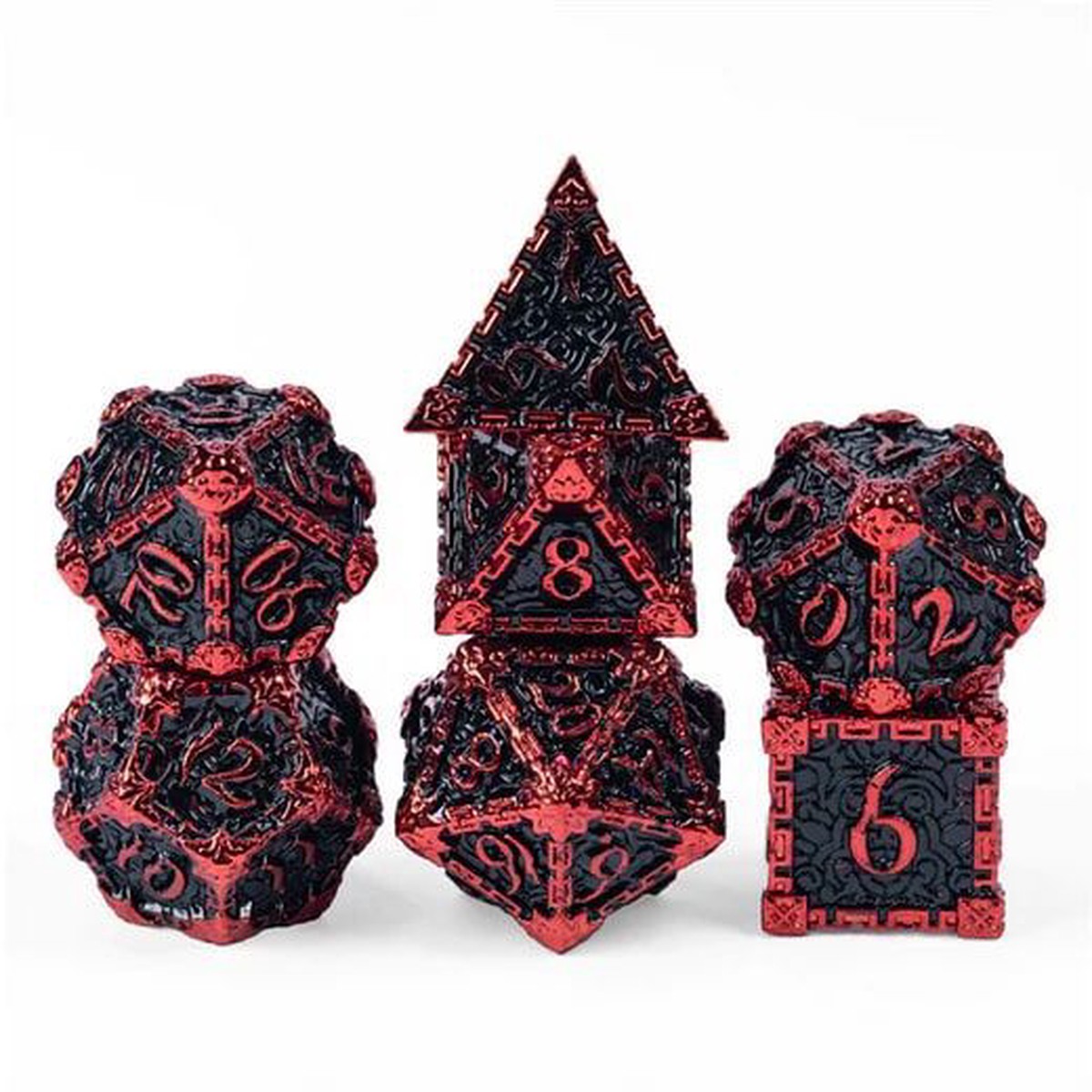 Foam Brain Games 7ct Metal Polyhedral Dice Set Dagger of Venom Magma - 4327 DoV Magma RPG Dice