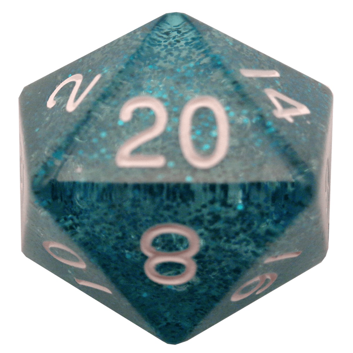 Metallic Dice Games Ethereal Light Blue/White Mega 35mm D20 - LIC21220 D20 Mega Ethereal Bu/W