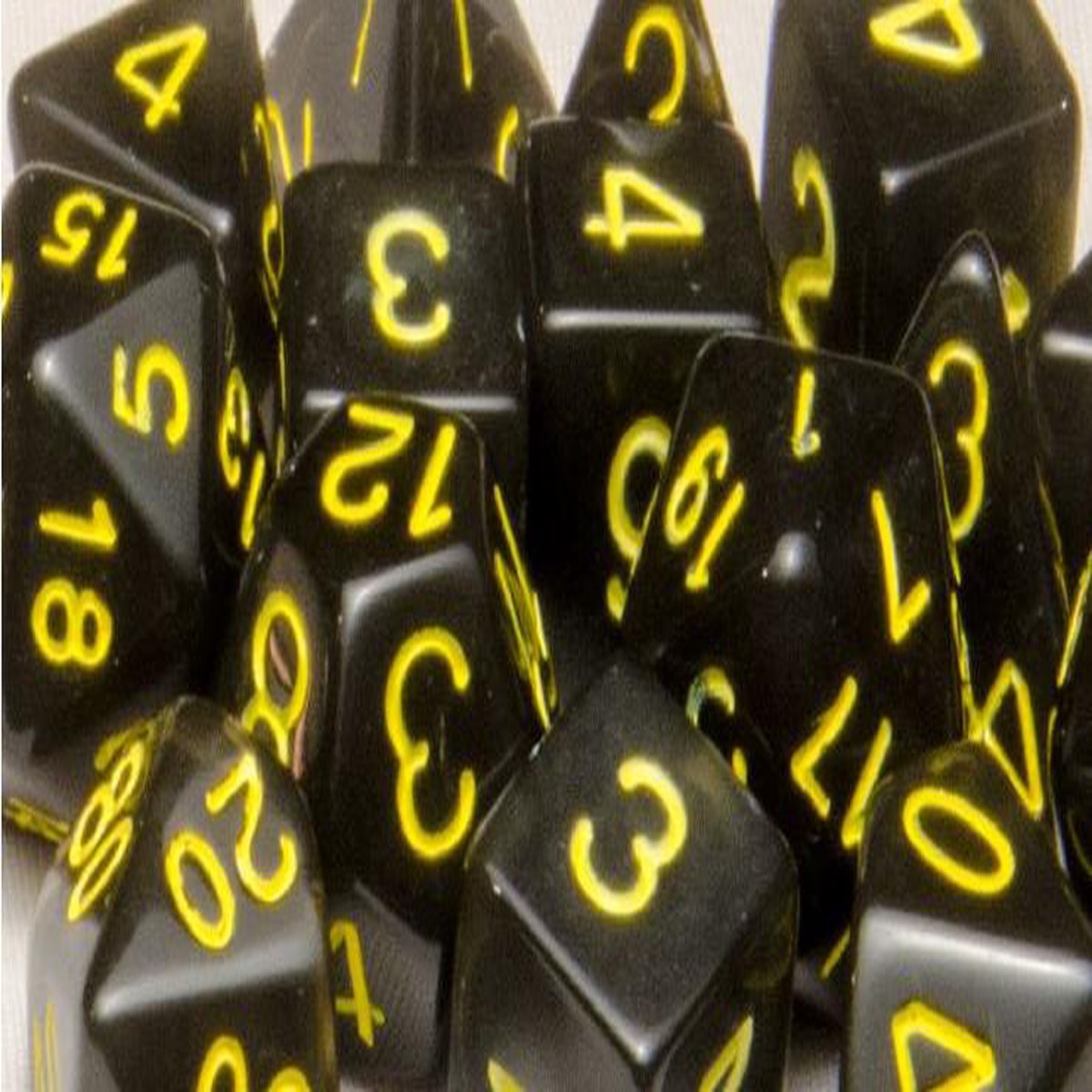 Role4Initiative Translucent Black (Smoke) with Gold Numbers 7ct Polyhedral Set - 7-Set TR BKgd