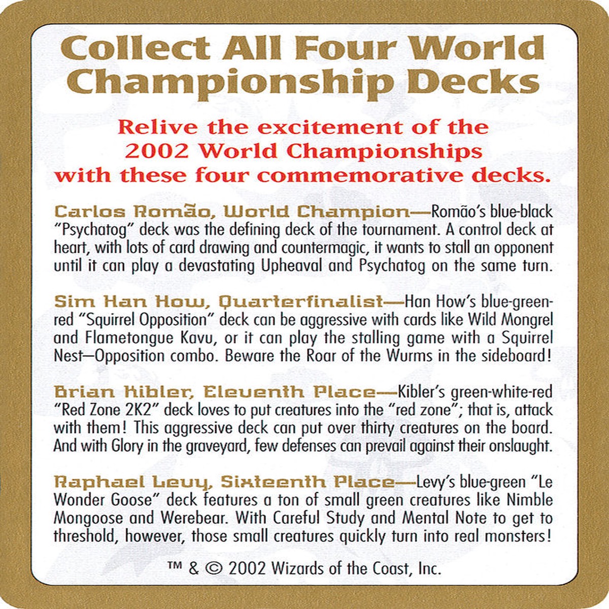 2002 World Championships Ad [World Championship Decks 2002] - Near Mint/Excellent