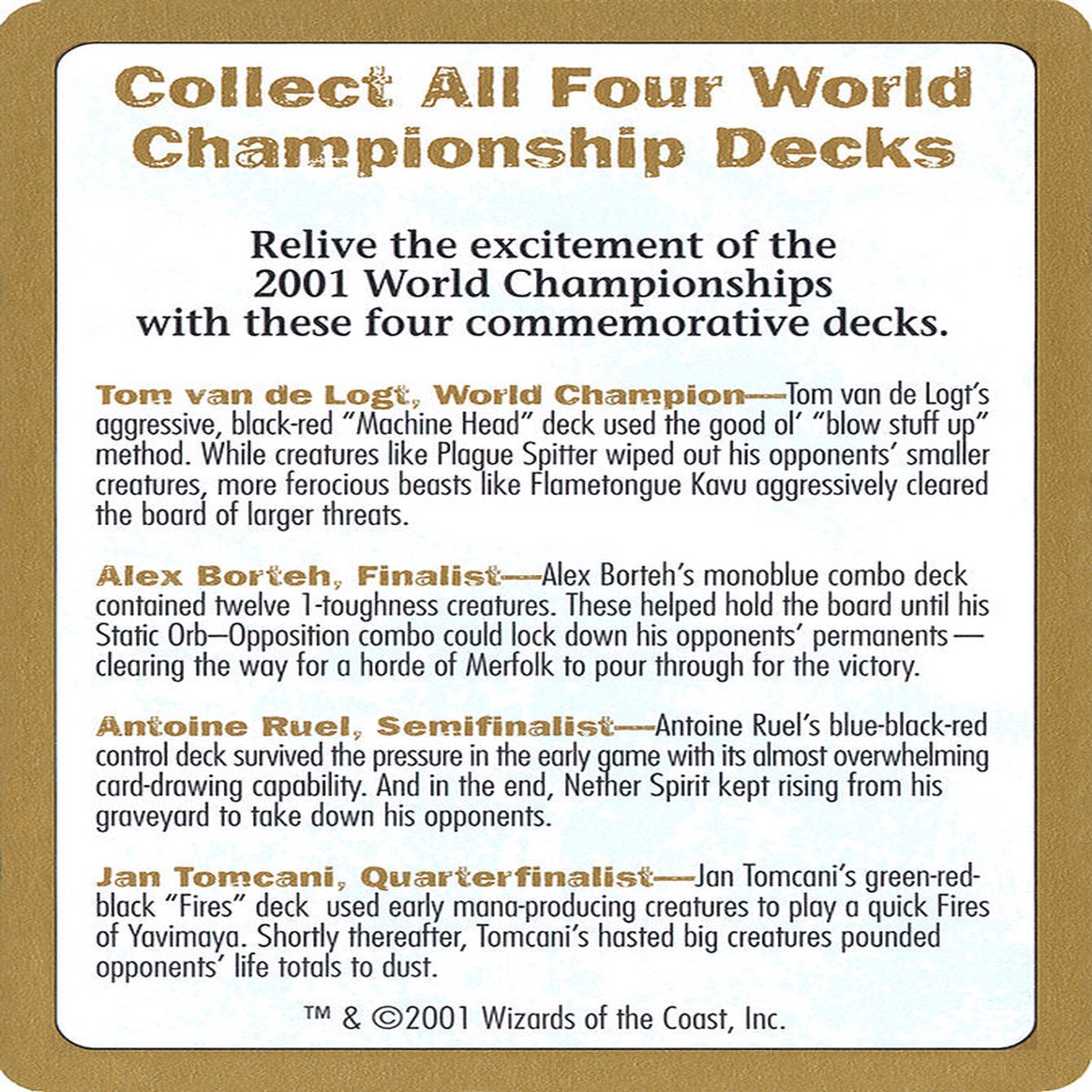 2001 World Championships Ad [World Championship Decks 2001] - Near Mint/Excellent