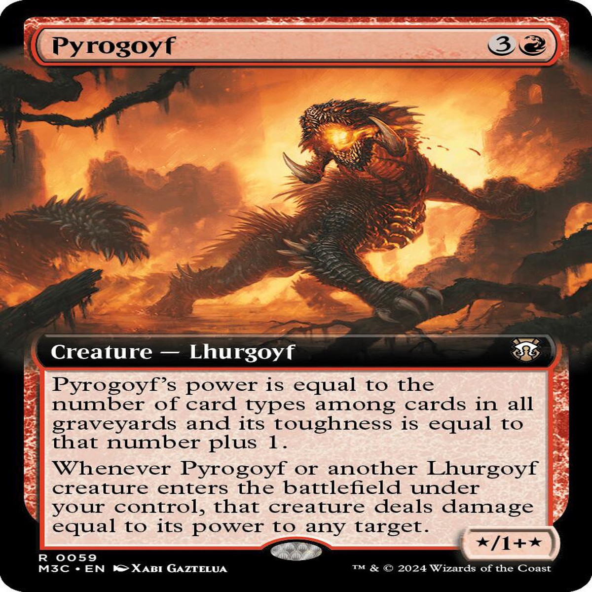 Pyrogoyf (Extended Art) (Ripple Foil) [M3C - 59] - Near Mint | English | Foil
