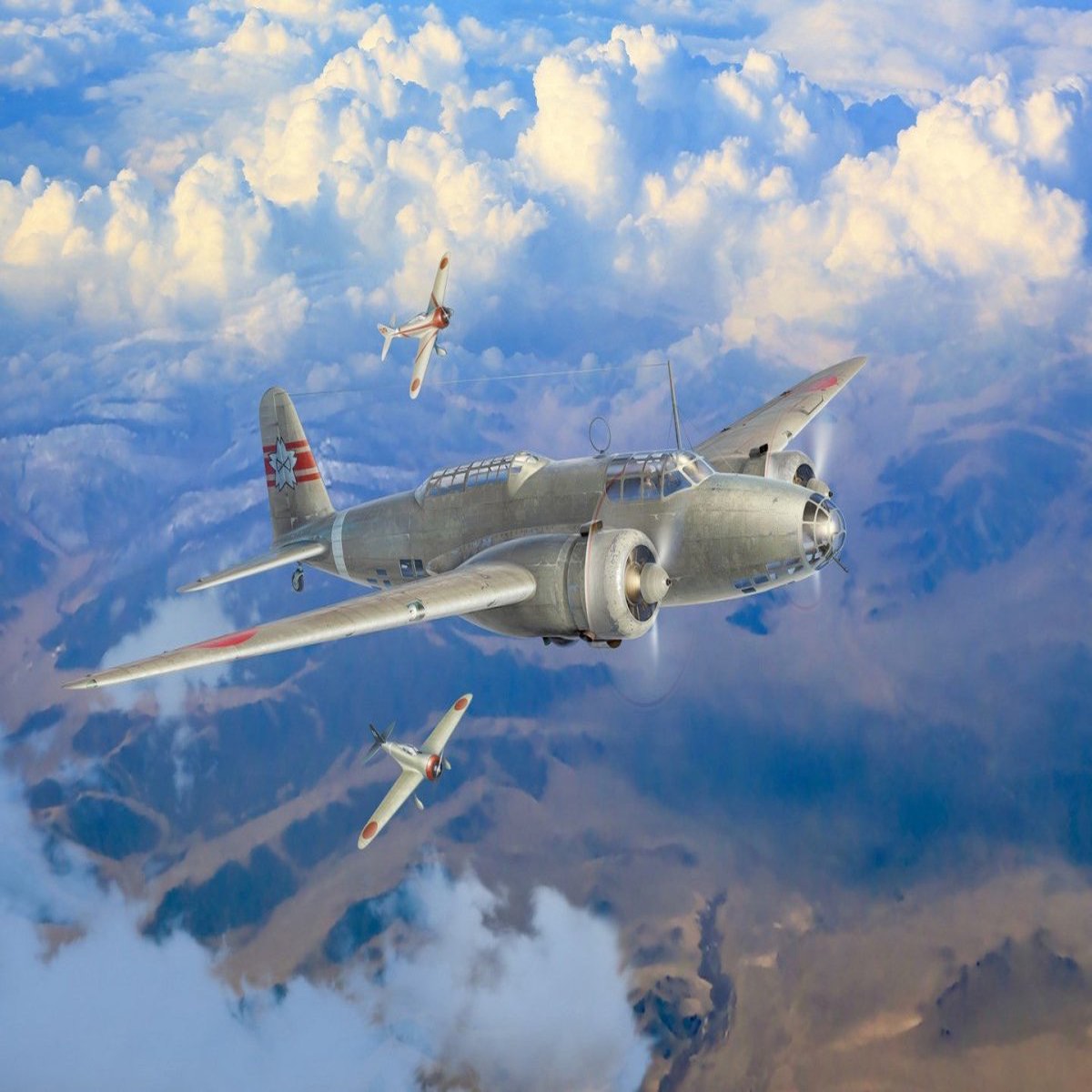 ICM 1:72 In The Skies of China Ki-21-Ia / Two -27 (Set of 3 Planes) - ICMDS7204