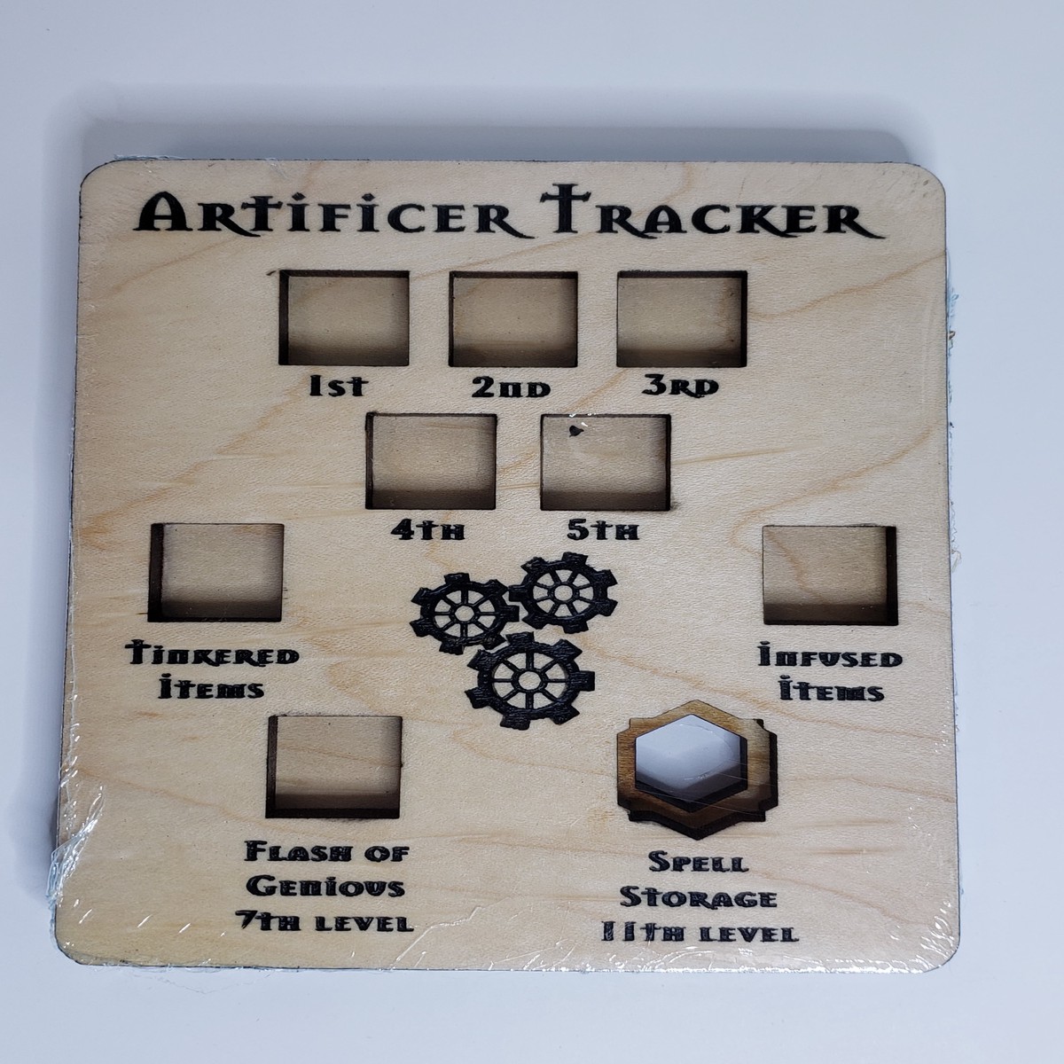 5e Hardwood Character Cards - Artificer Tracker in Cherry Wood - HP Tracker Artificer Cherry