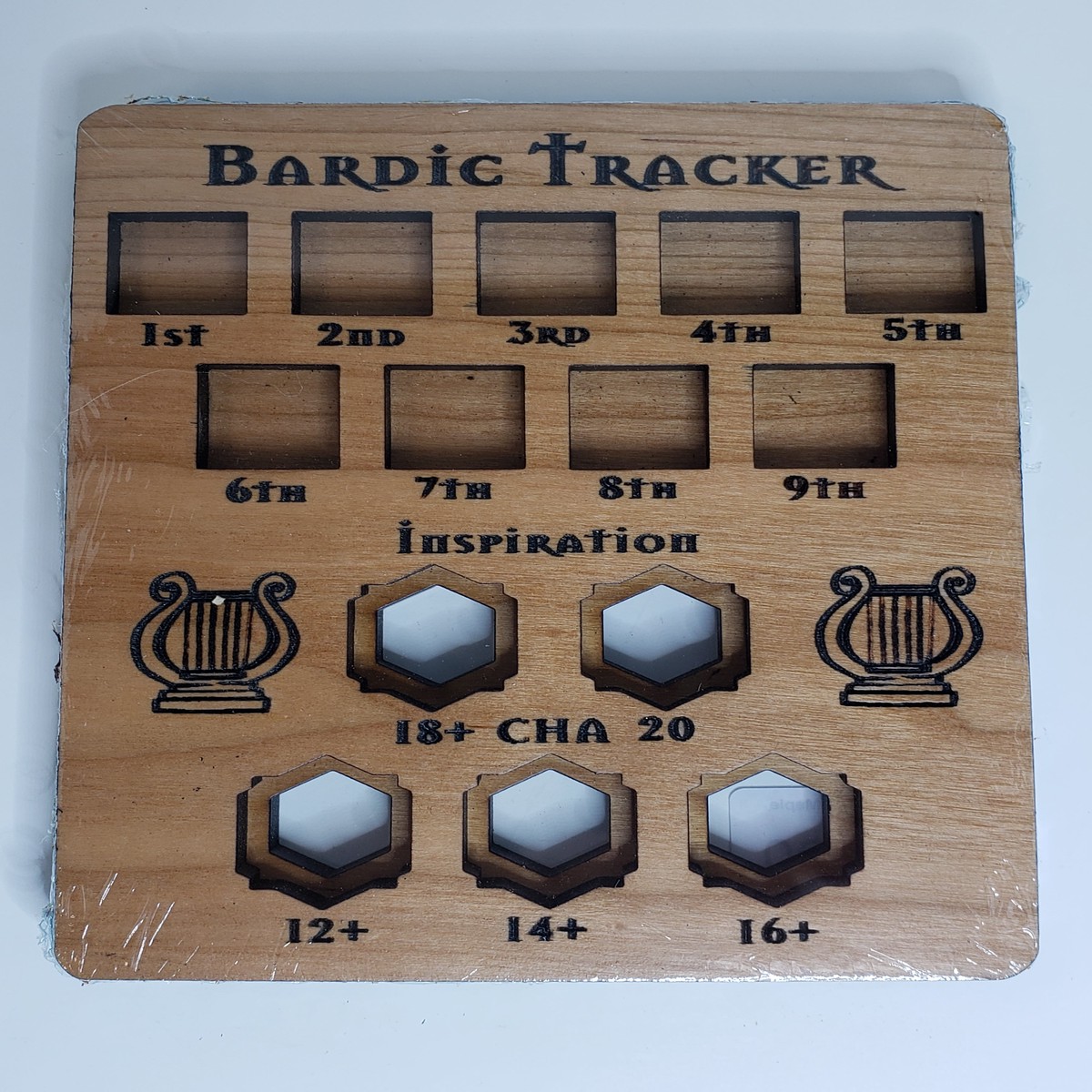 5e Hardwood Character Cards - Bard Tracker in Maple Wood - HP Tracker Bard Maple