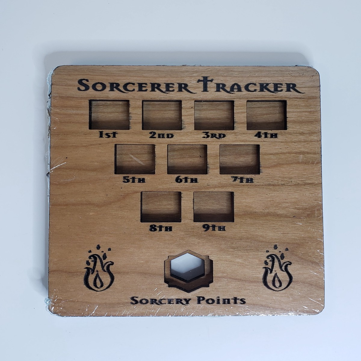 5e Hardwood Character Cards - Sorcerer Tracker in Maple Wood - HP Tracker Sorcerer Maple