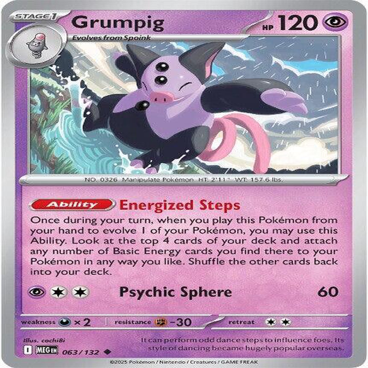 Grumpig Normal ME01: Mega Evolution Uncommon 063/132 - Near Mint