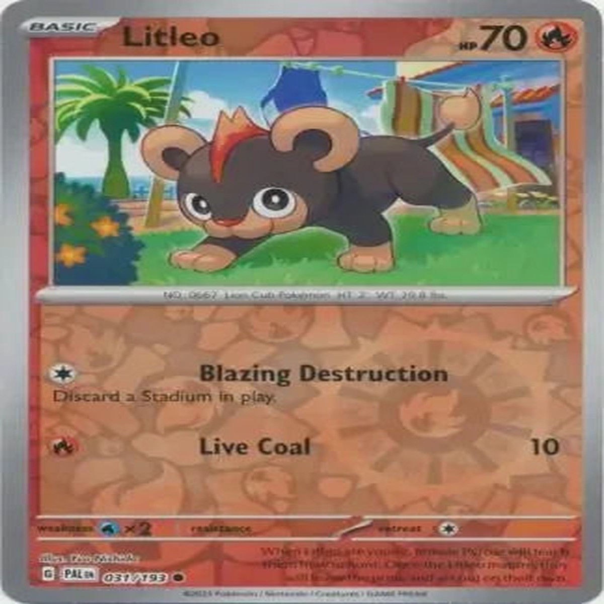 Litleo Reverse Holofoil SV02: Paldea Evolved Common 031/193 - Near Mint