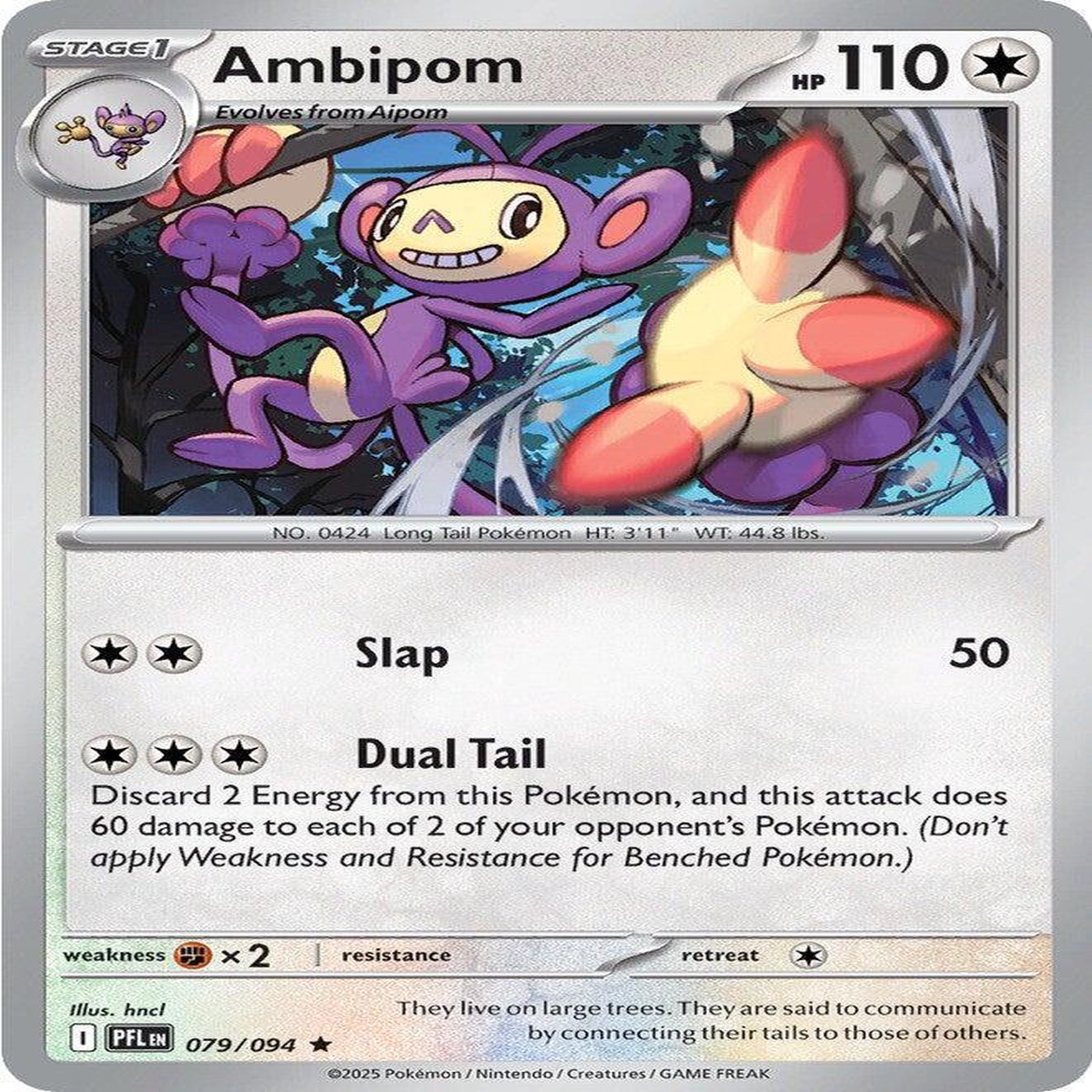Ambipom - 079/094 Holofoil ME02: Phantasmal Flames Rare 079/094 - Near Mint