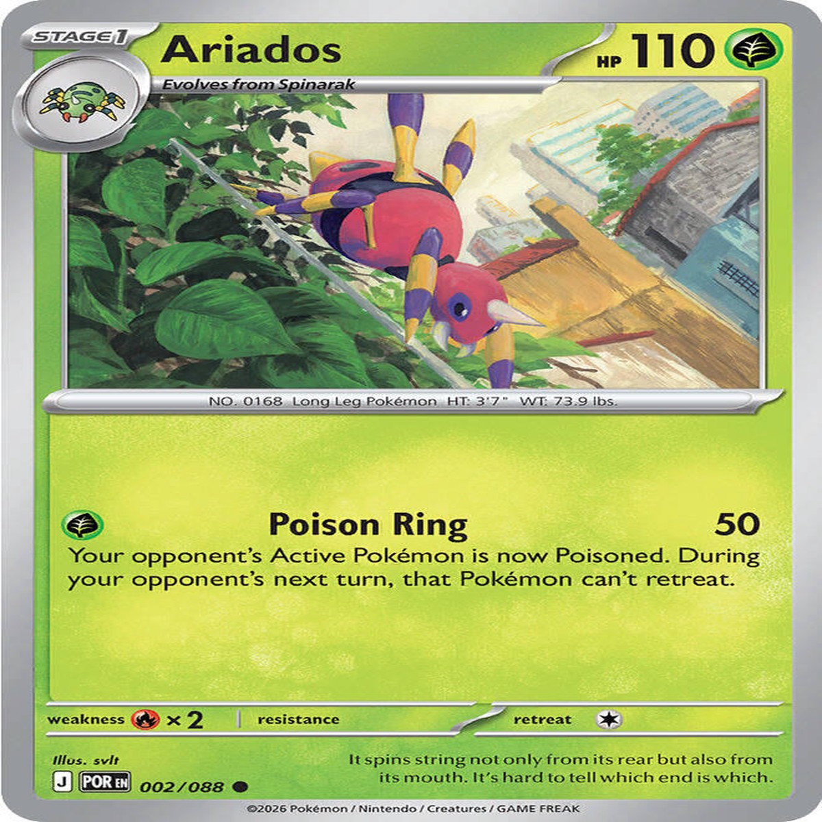 Ariados Reverse Holofoil ME03: Perfect Order Common 002/088 - Near Mint