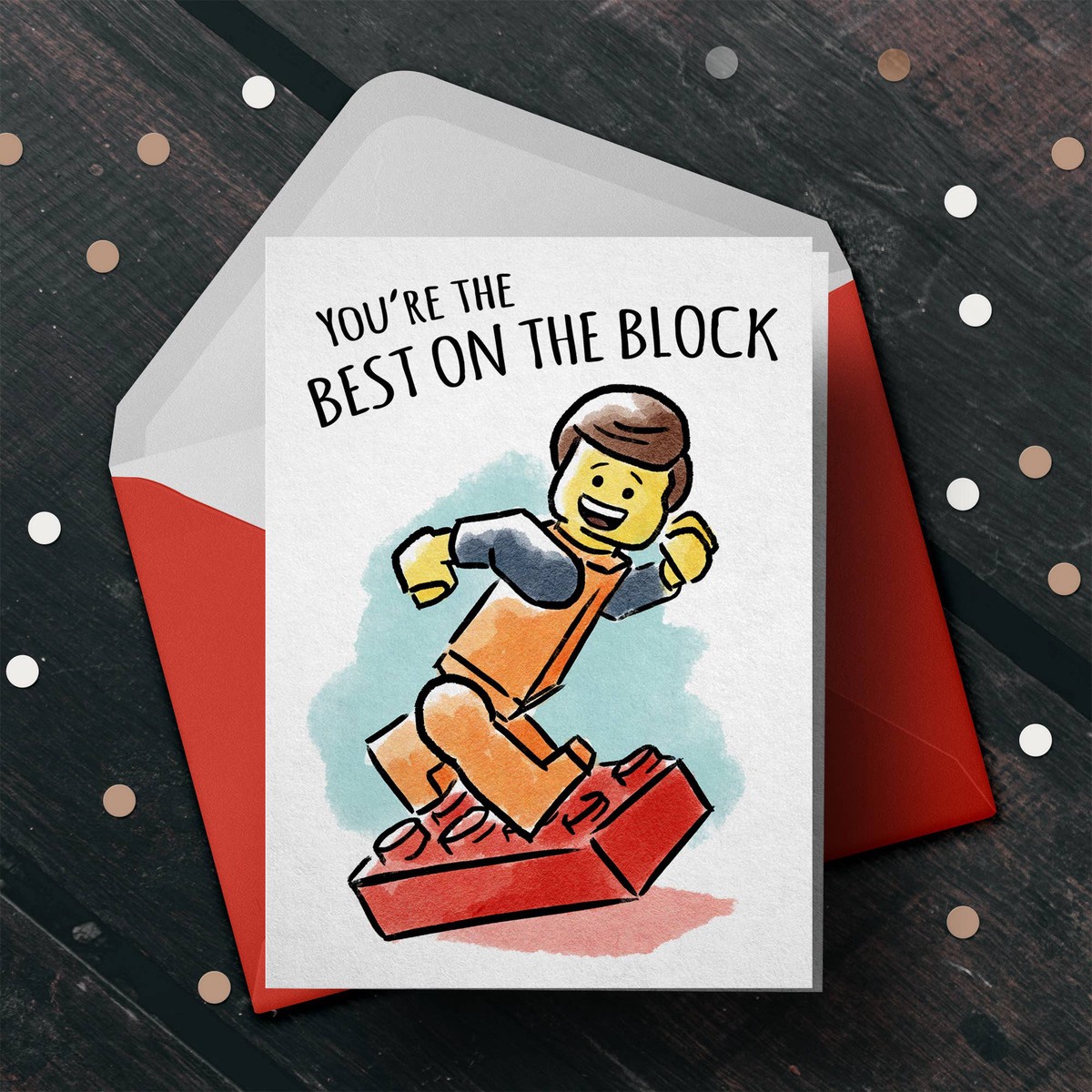 "Best on the Block" - Building Block Kids' Toy Birthday Card