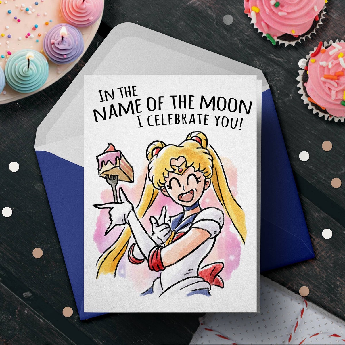 "Name of the Moon" Cosmic Guardian Girl Birthday Card